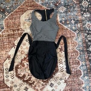 Albion Fit Black & White Gingham One Piece Swimsuit Size Medium